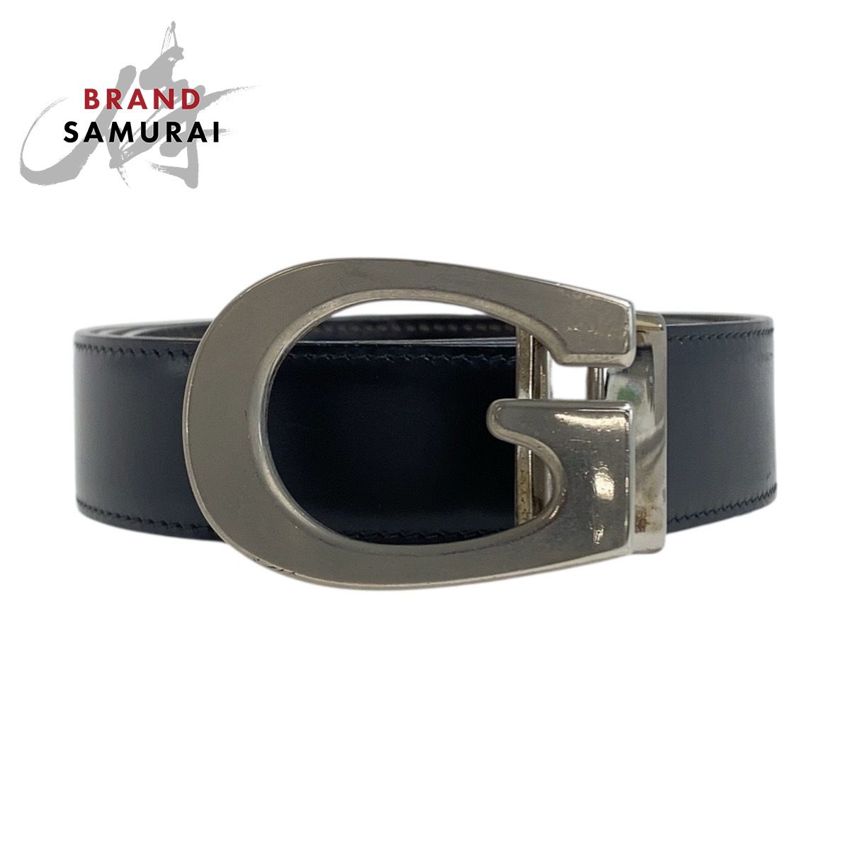 GUCCI グッチ Gロゴ 97.5cm ブラック 黒 シルバー金具 レザー 036 2194