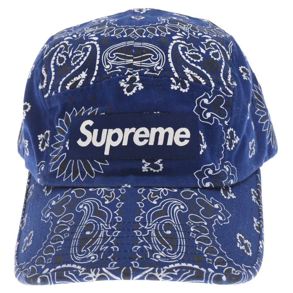 SUPREME (シュプリーム) 21SS Bandana Camp Cap ボックスロゴ バンダナ柄 キャンプ キャップ 帽子 ネイビー - メルカリ