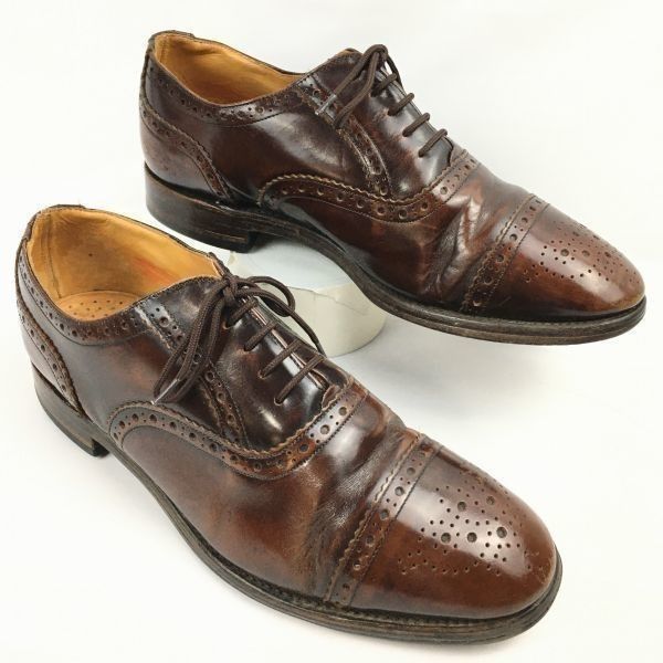 試着交換OK！Loake/ローク　イングランド製/Vintage 品　セミブローグ　キャップトゥ〈ブラウン/茶/BROWN〉size8　26.5程度/メンズ//men's 菅NO.WZH-92 試着交換OK！Loake/ローク イングランド製/Vintage 品 セミブローグ