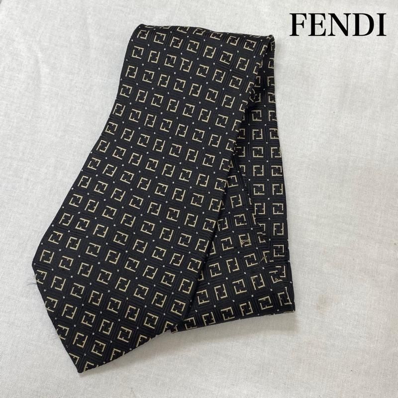 美品】 フェンディ ネクタイ ズッカ柄 ストライプ シルク 高級