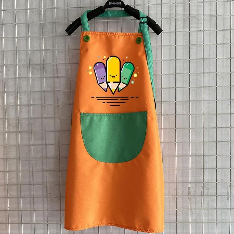 送料無料 キッズエプロン 三角巾 収納袋 子供用エプロン かぶる