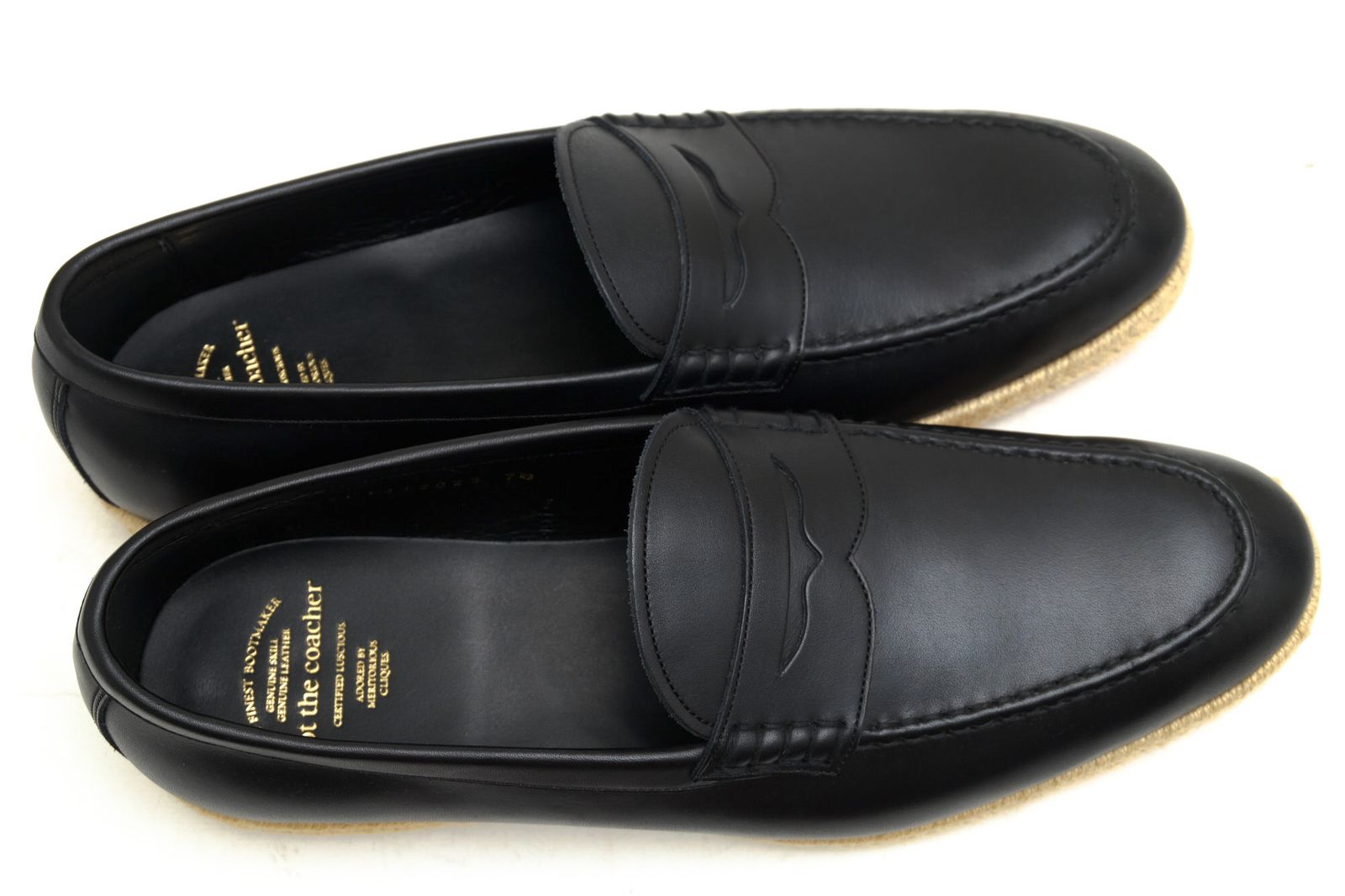 【直営店買付】 フットザコーチャー／foot the coacher コインローファー ペニーローファー シューズ 靴 メンズ 男性 男性用レザー 革 本革 ブラック 黒  FTC1412023 COIN LOAFER(ESPADRIILE) エスパドリーユ仕様 スリッポン  ダイヤル式シューズ