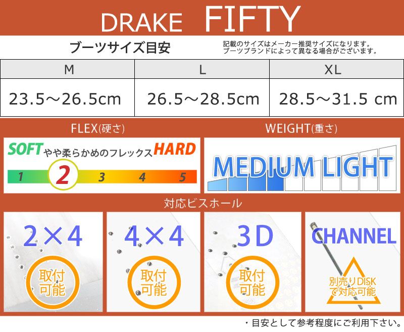 24-25 DRAKE / ドレイク FIFTY フィフティー メンズ レディース ビンディング バインディング スノーボード グラトリ ジブ 2025