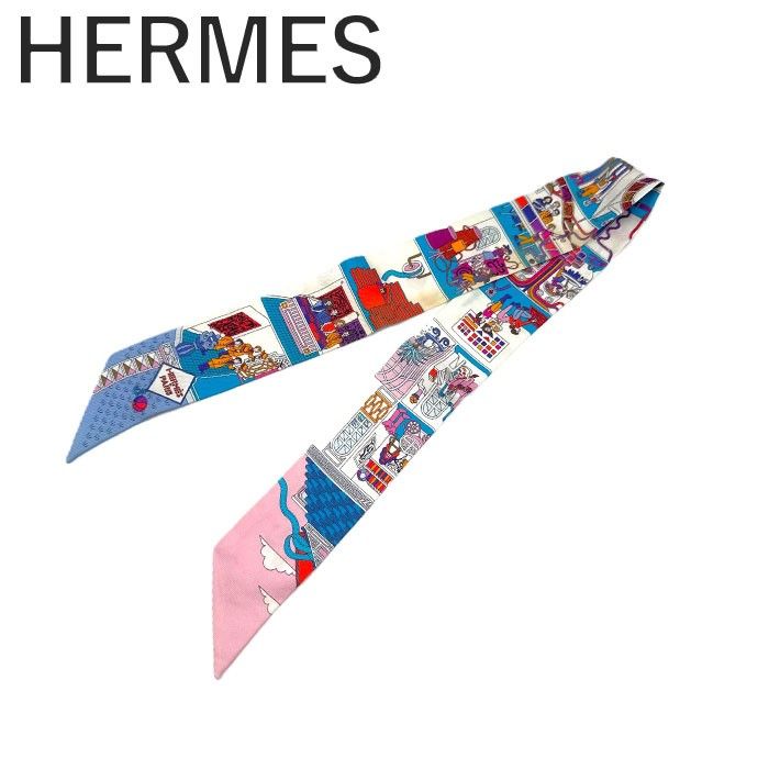 エルメス　ツイリー　メゾンデカレ　スカーフ　美品　ブルー　イエロー エルメス HERMES ツイリー LA MAISON DES CARRES スカーフ 衣料品
