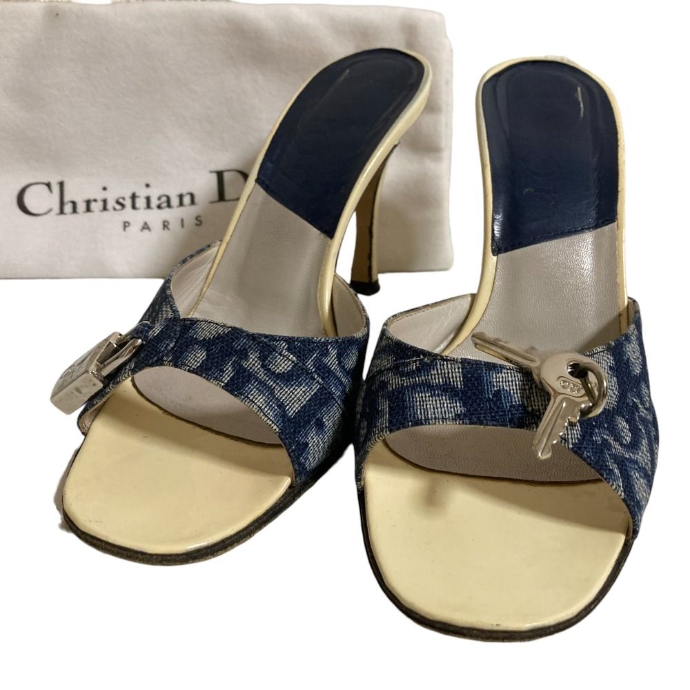 美品✨ディオール ミュール サンダル トロッター カデナモチーフ 35 1/2 良品 Christian Dior クリスチャンディオール トロッター カデナ