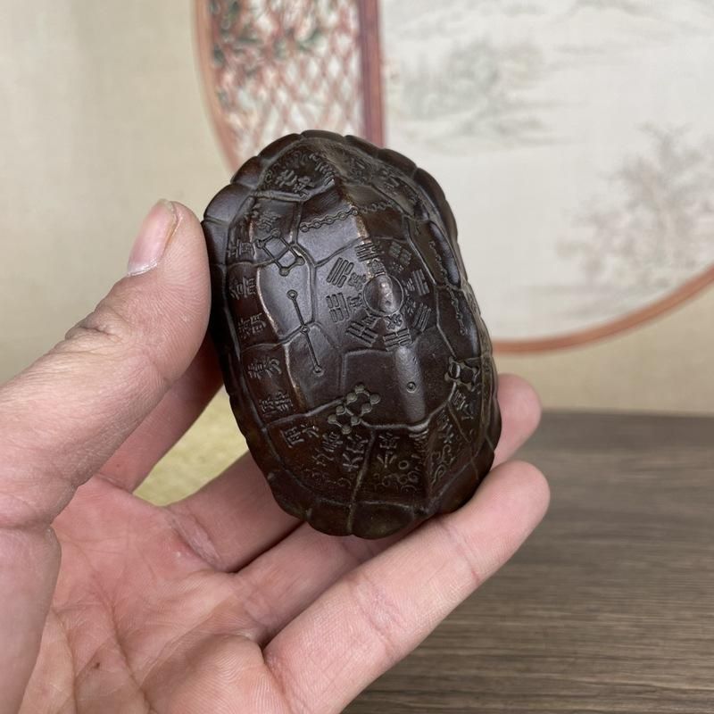亀の甲羅 カメ 占い 文鎮 金属細工 置物 インテリア ビンテージ レトロ