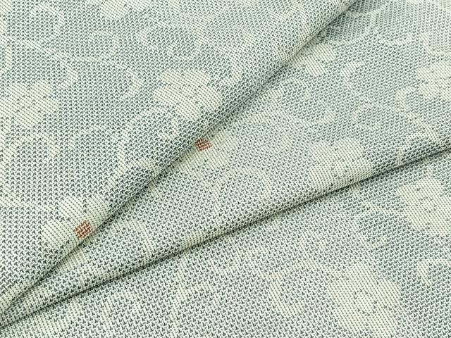 平和屋着物▽本場大島紬 白大島 単衣 花唐草文 藤絹織物謹製 正絹 AABB7734jh