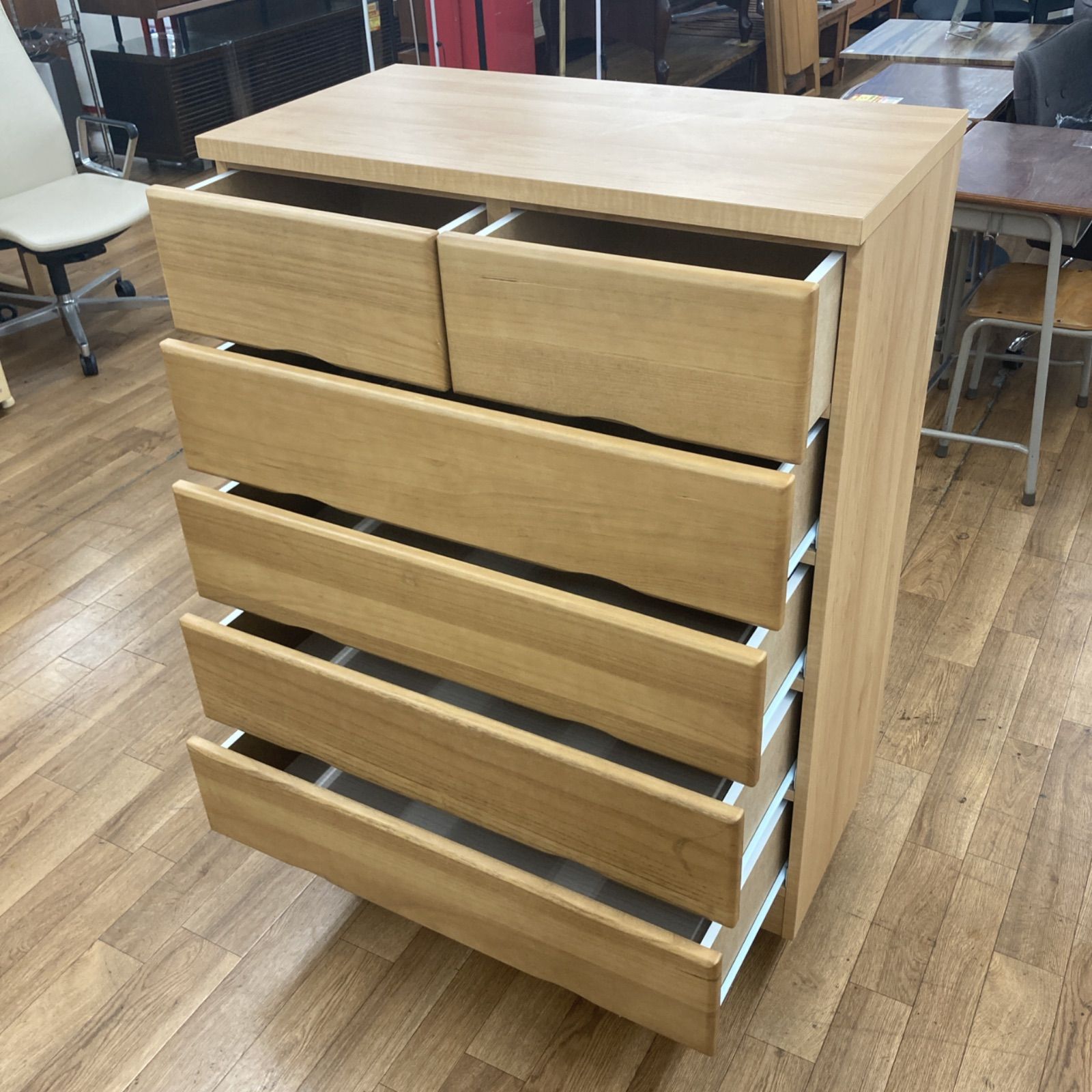 名古屋市近郊送料設置無料 S103 SANKOU サンコウ ５段チェスト キャラメルV80 幅約80cm