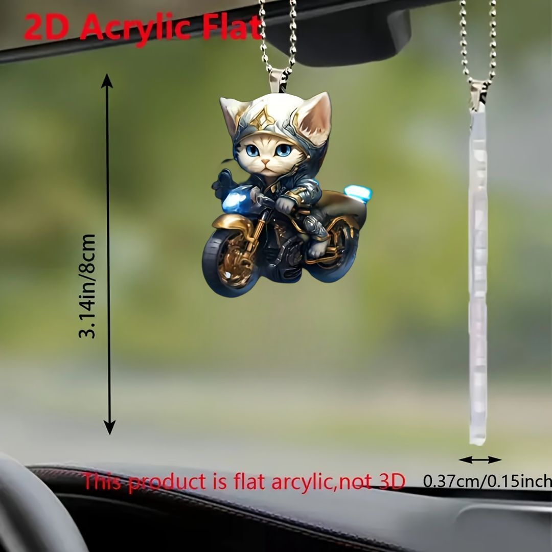キーホルダー ねこ オートバイ かっこいい 2D アクリル 8cm