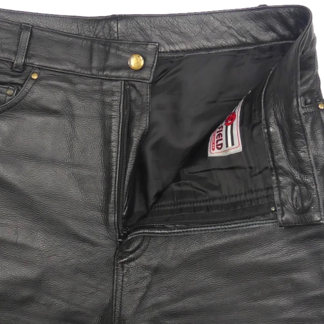 福善商事 レザーパンツ バイク 本革 W85cm 羊革パンツ 本皮 黒