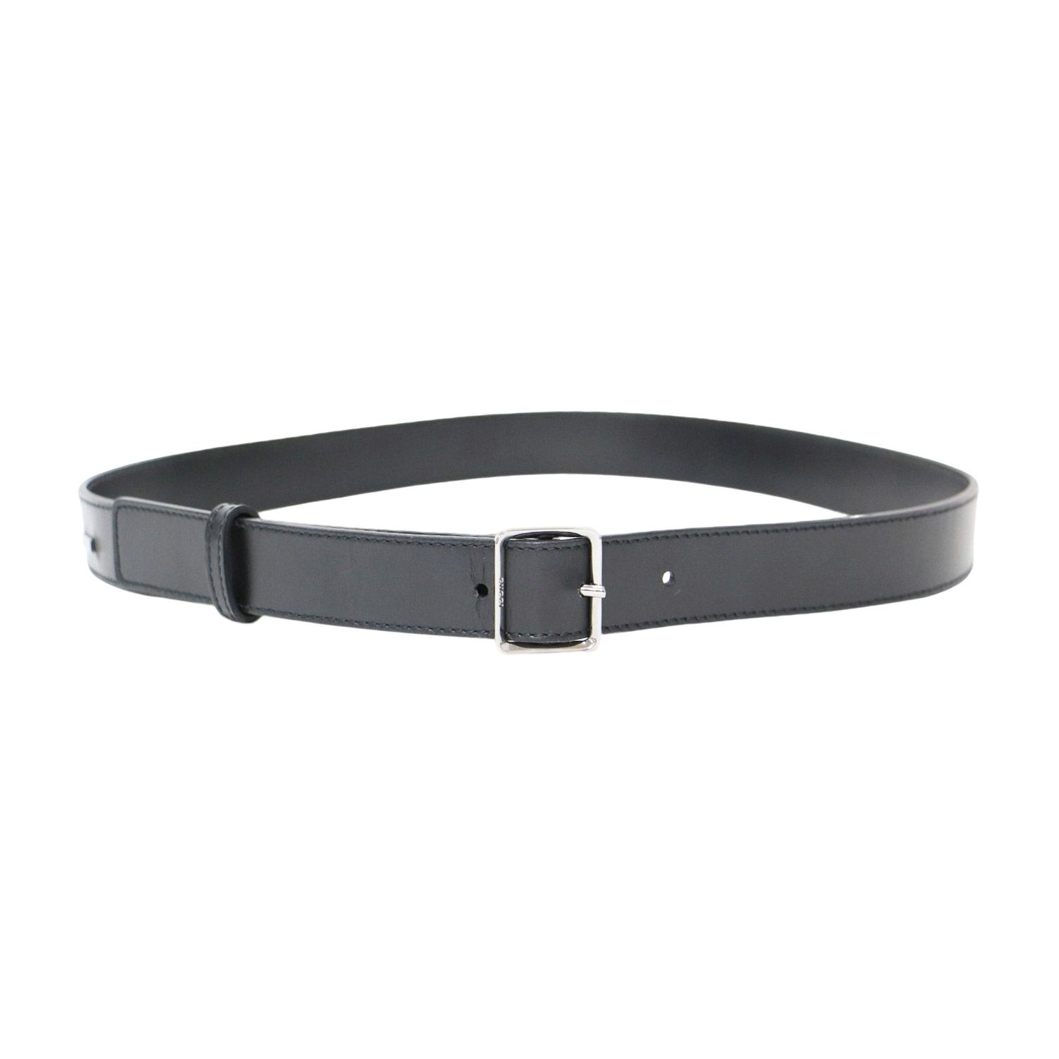 グッチ GUCCI 75/30 114868 - レザー×金属素材 黒×シルバー インター