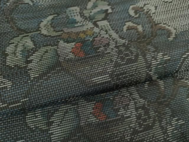 平和屋着物○本場大島紬 9マルキ 器物花唐草文 正絹 逸品 未使用  