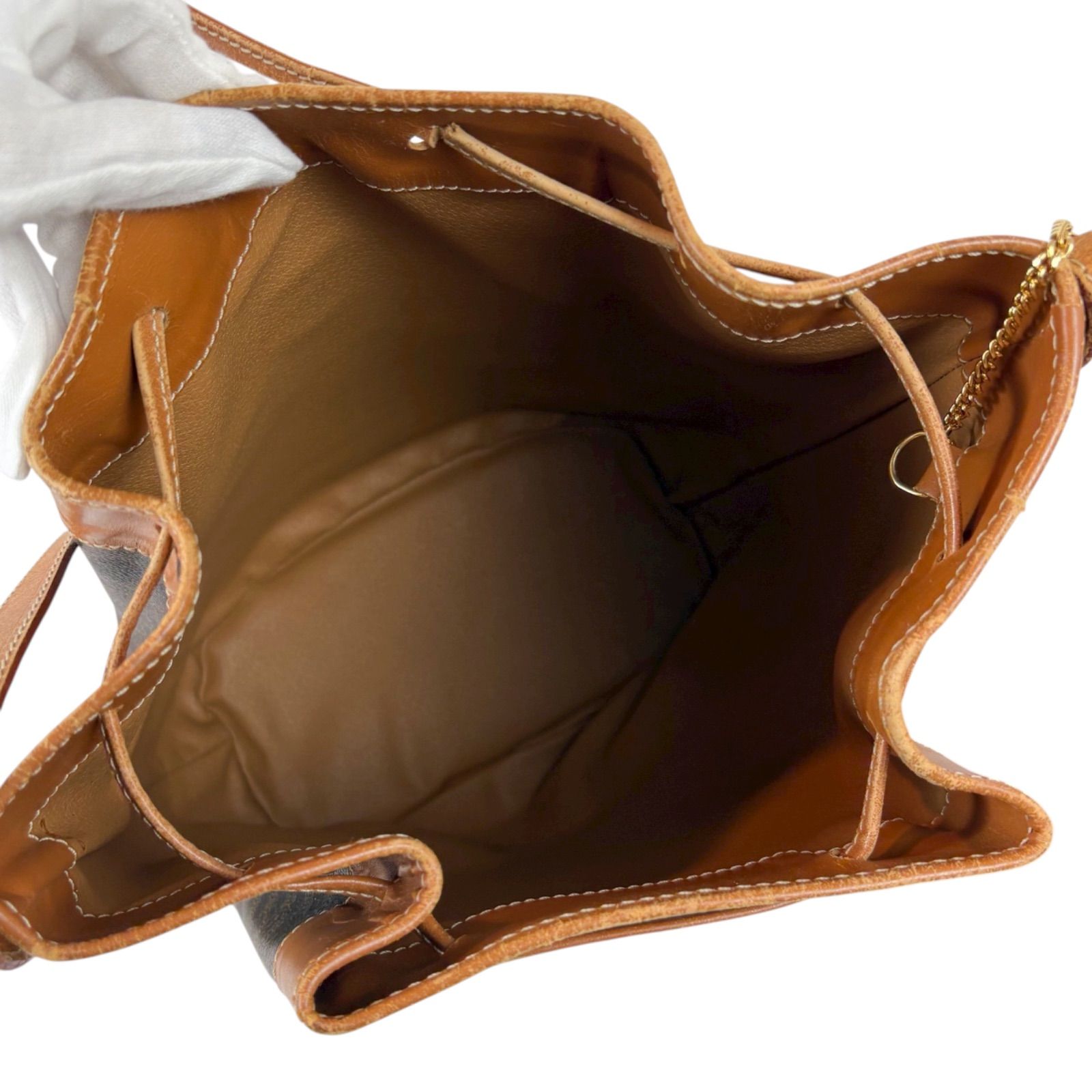 セリーヌ CELINE 巾着型 ショルダーバッグ ポーチ付き ブラウン