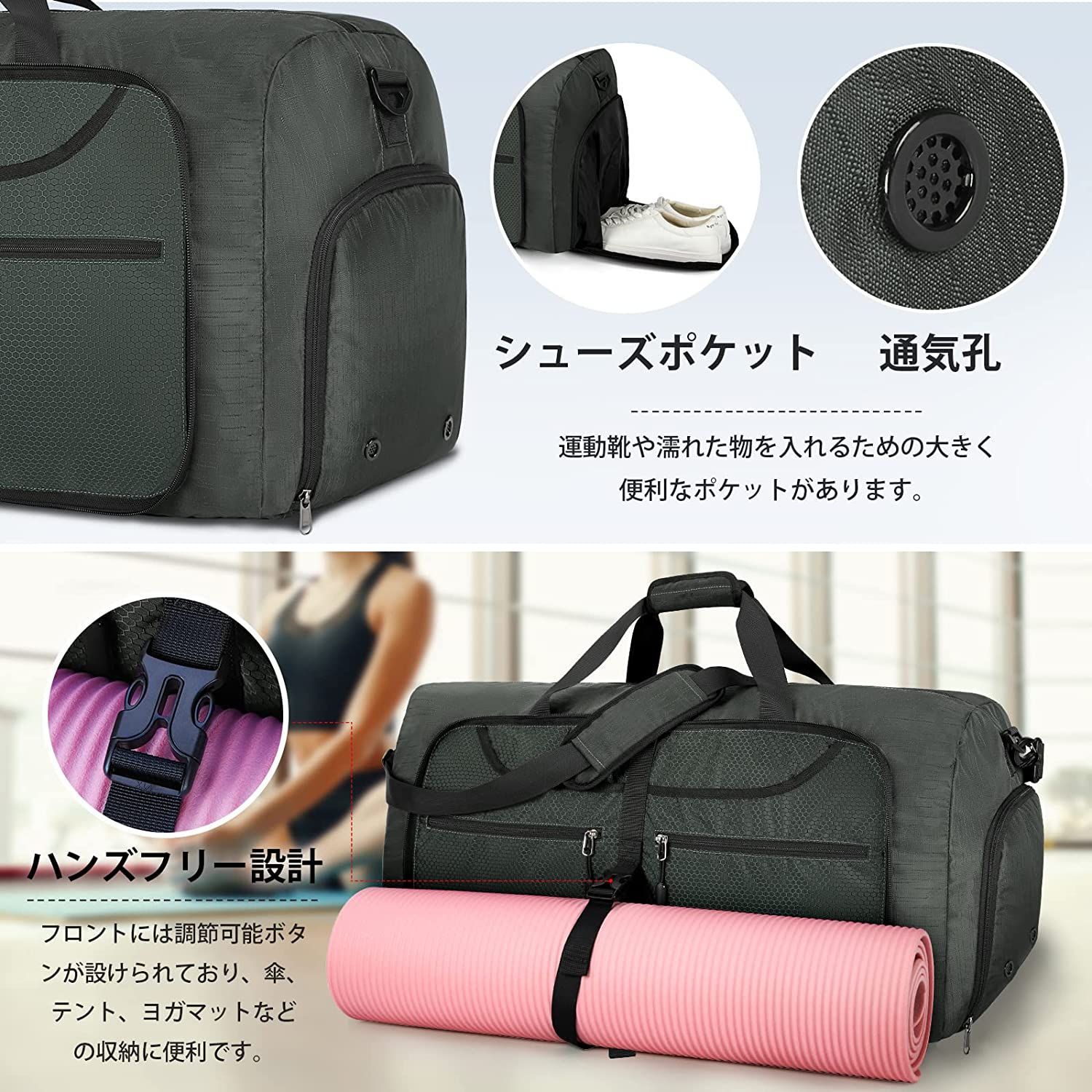 Lubardy ボストンバッグ 大容量 バッグ カバン 折りたたみバッグ 出張 ...