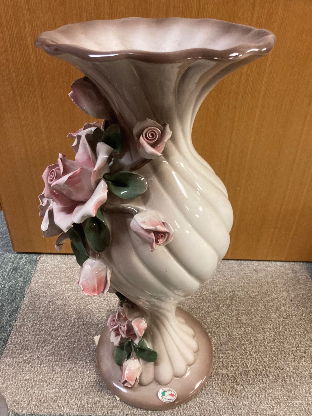 インテリア小物 希少 高さ約70cm イタリア製 花瓶 陶器製 陶花