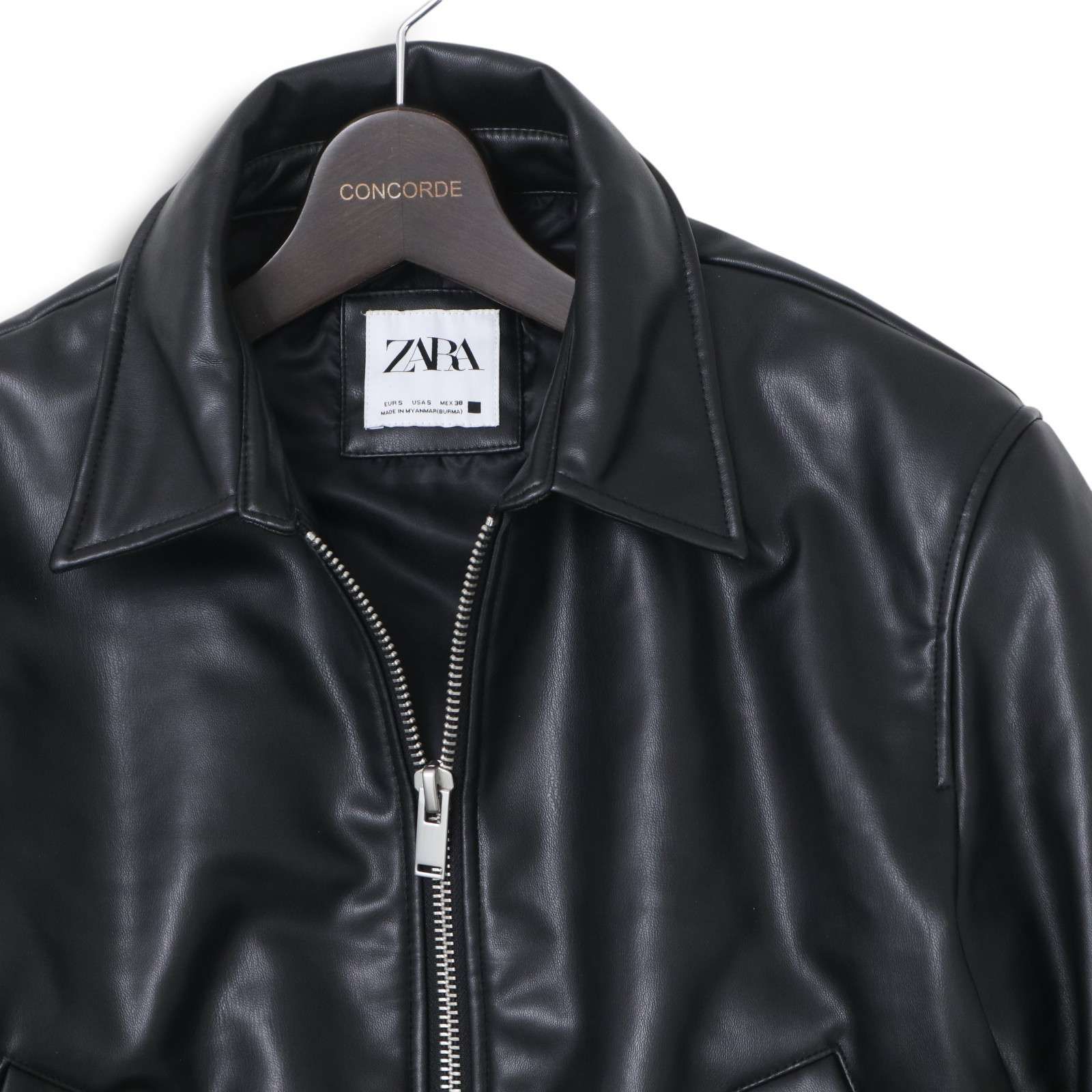 新品未使用　ZARA ザラ　フェイクレザーボンバージャケット　ブラック　M ZARA - ZARA フェイクレザー ボンバージャケット 新品タグ付きの