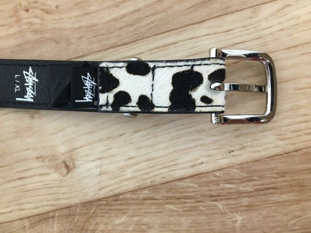 中古】STUSSY ｽﾃｭｰｼｰ Pony Hair Dress Belt ﾍﾞﾙﾄ ﾊﾗｺ ﾎﾜｲﾄ L XL