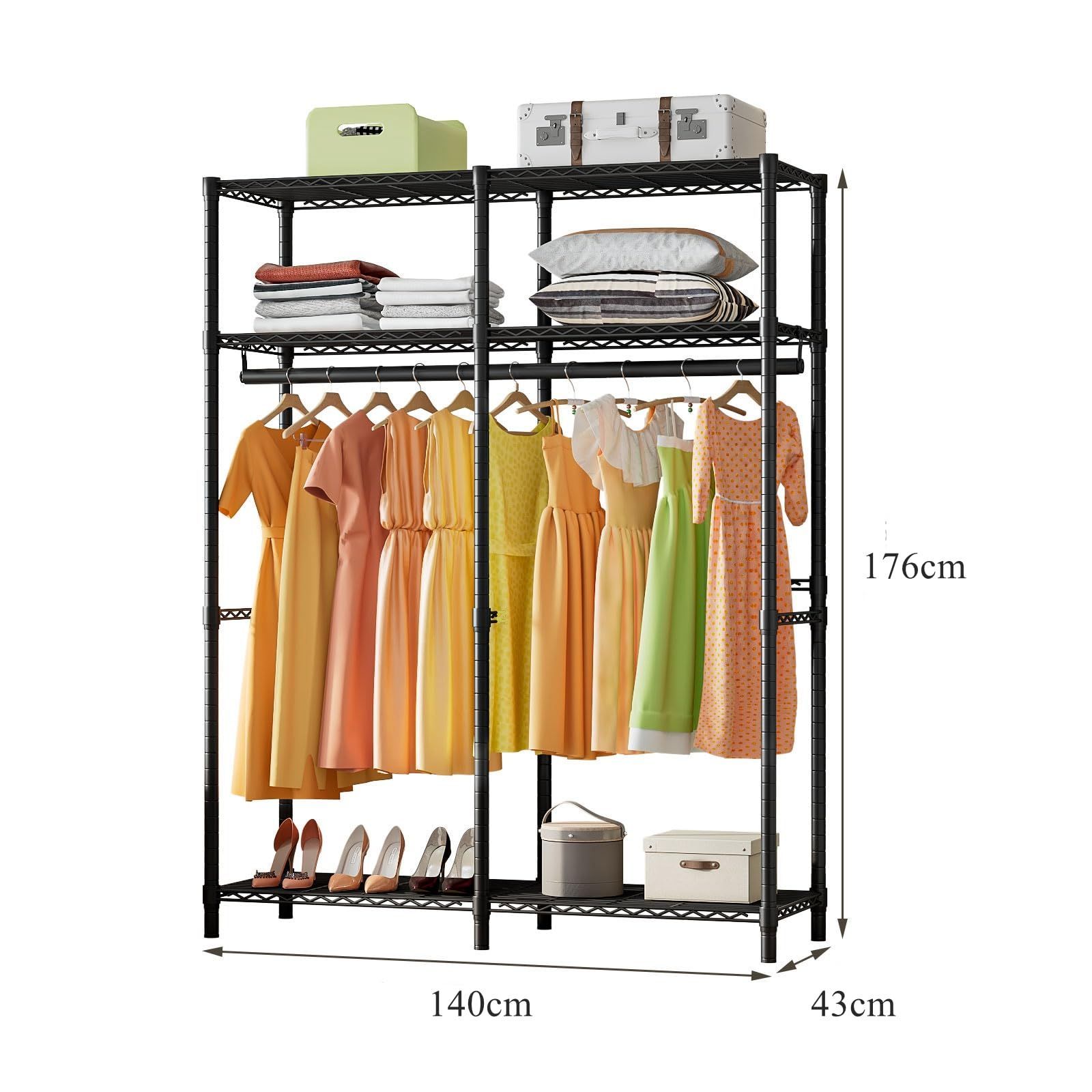 ワードローブ カバー付き ハンガーラック 頑丈 高さ176cm 【公式通販】