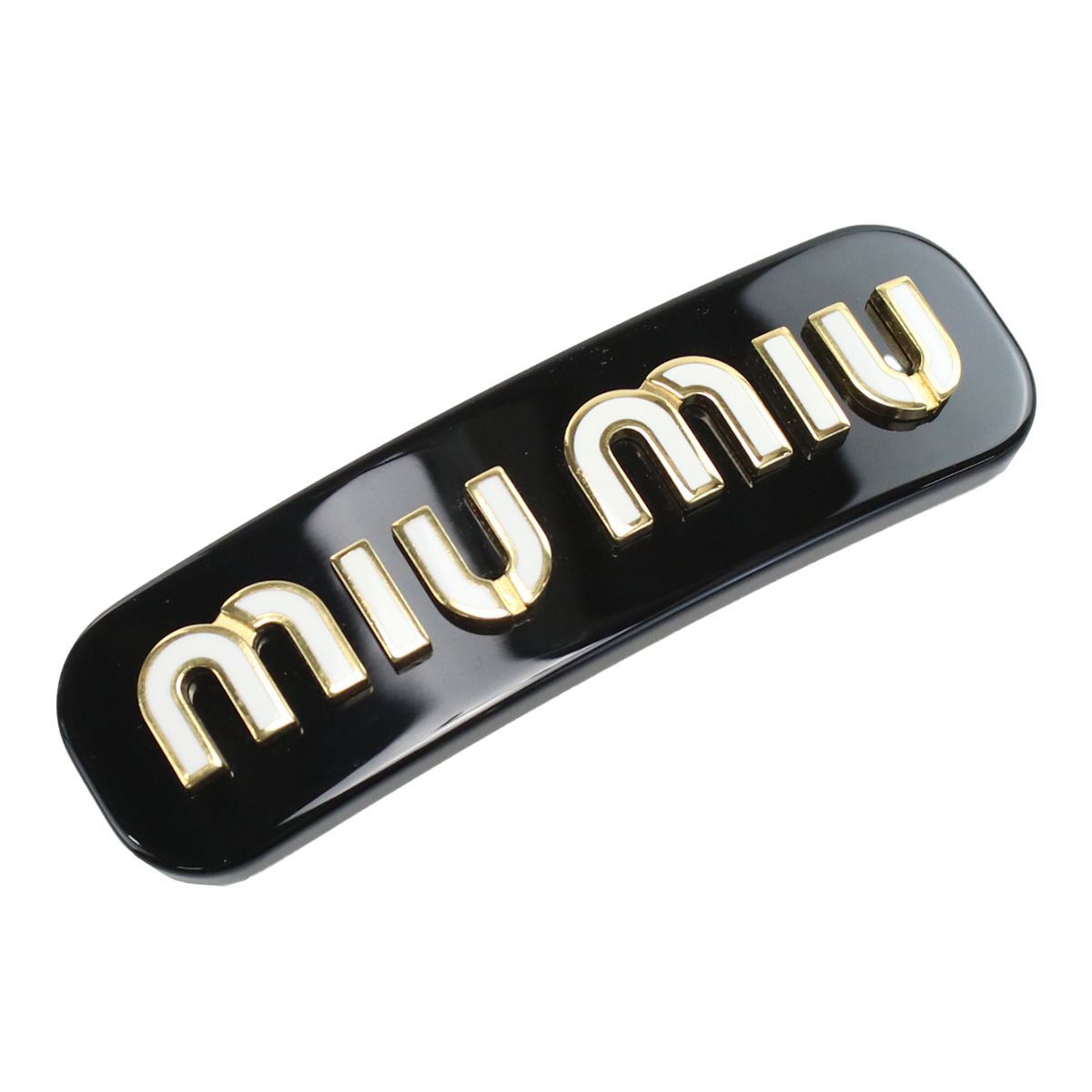 【MiuMiu】ヘアクリップ バレッタ ブラック ロゴ ミュウミュウ MIUMIU バレッタ ブランド ロゴ ヘアクリップ