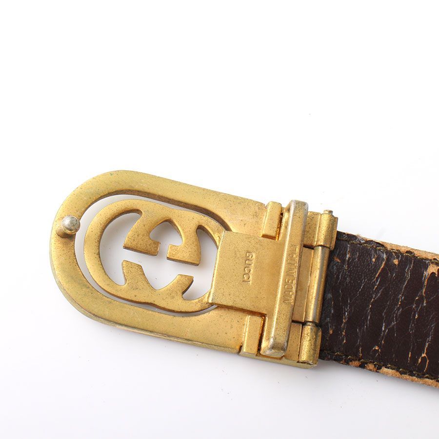 M28272 GUCCI グッチ GG バックル ベルト ブラック×ゴールド×シルバー