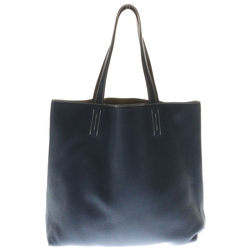 HERMES エルメス ドゥブルセンス45 トリヨンクレマンス リバーシブル レザートートバッグ Z刻印 ベージュ|ネイビー