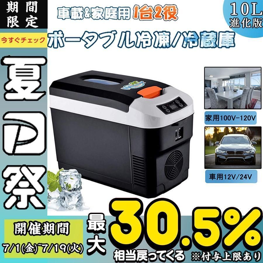 車載冷蔵庫 10L ポータブル冷凍 冷蔵庫 -10℃ 65℃設定 AC110V DC12V アウトドア 車中泊 急速冷凍 省エネ 車載＆家庭 一台2役 小型冷温庫