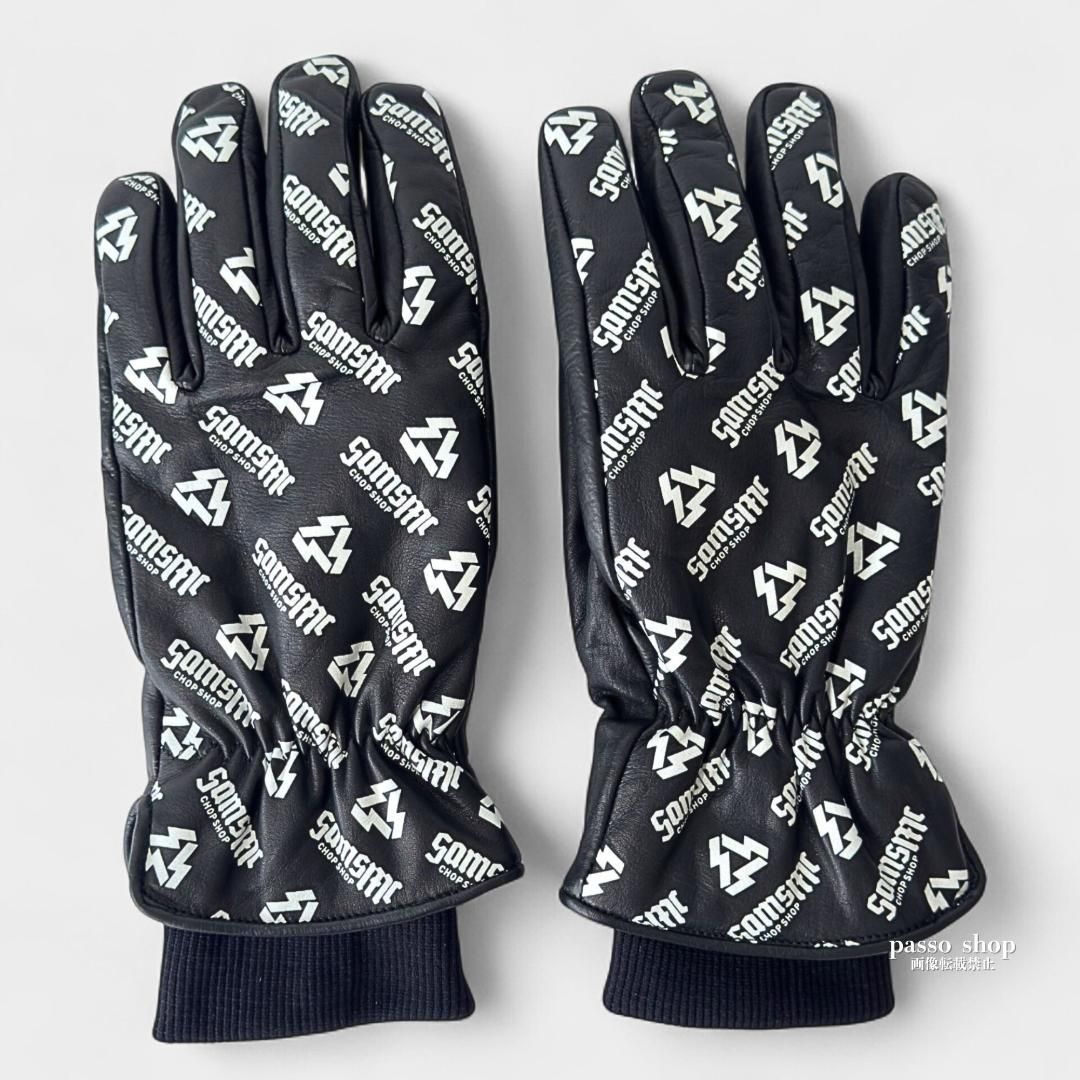 SAMS MOTORCYCLE サムズ グローブ レザー 黒 総柄 M