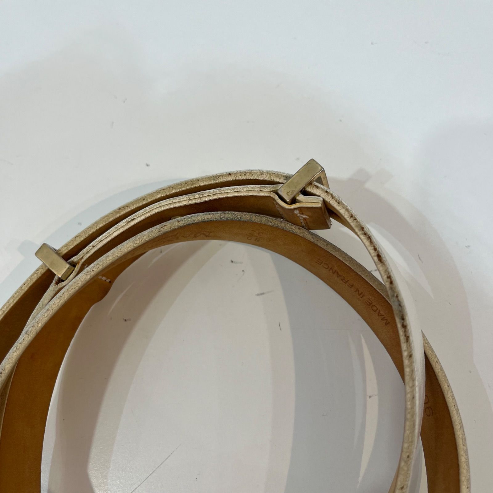 メゾンボワネ Maison Boinet 90509-80/32　Havana レザー ベルト 9mm ラメ　 細ベルト メゾンボワネ　ブラック　MAISON BOINETベルト 80⁄32サイズ