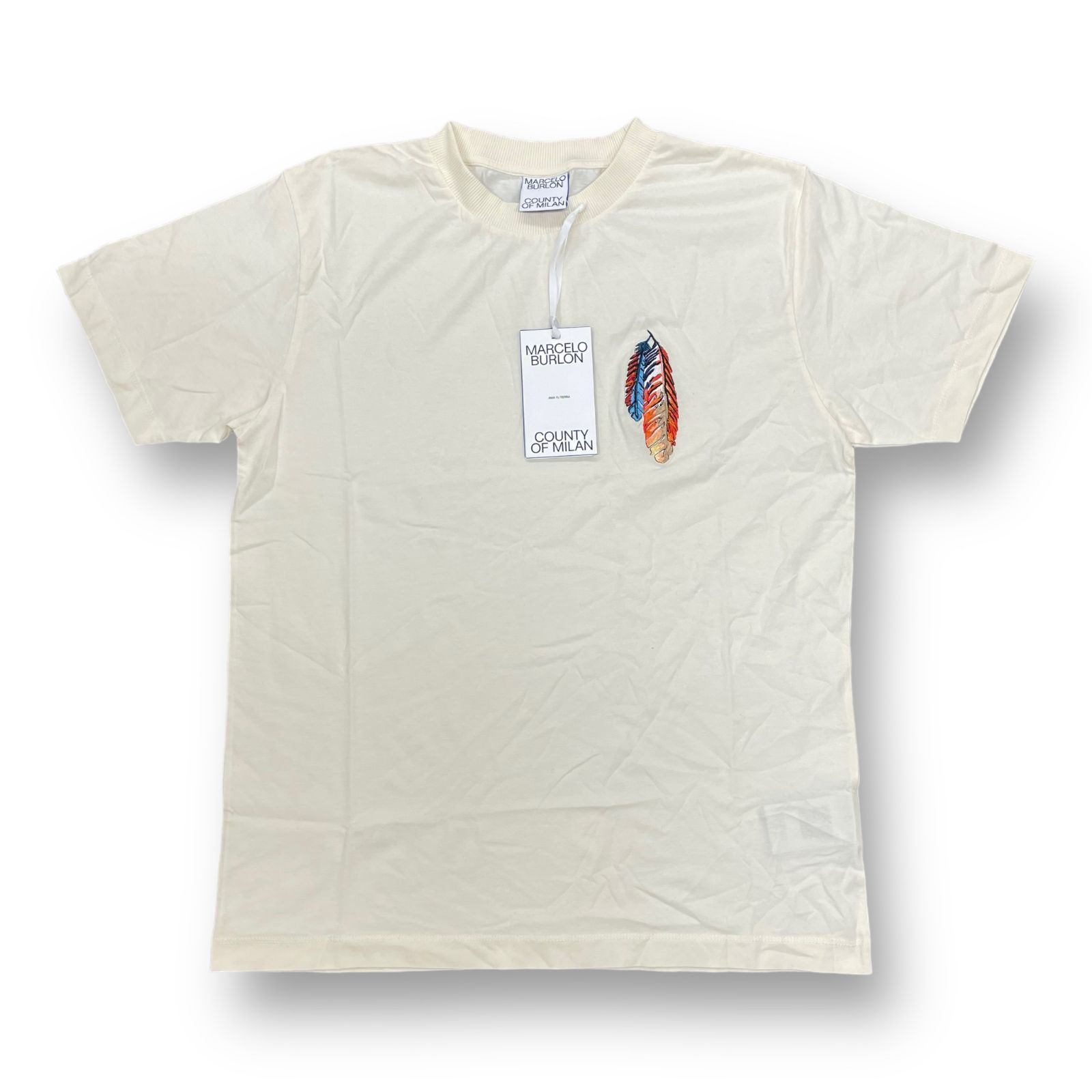 未使用 MARCELO BURLON フェザー 刺繍 Tシャツ マルセロバーロン 