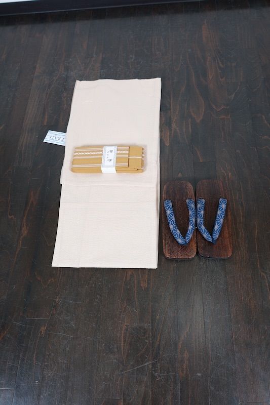 男浴衣3点セット ベージュ しじら織 SS57