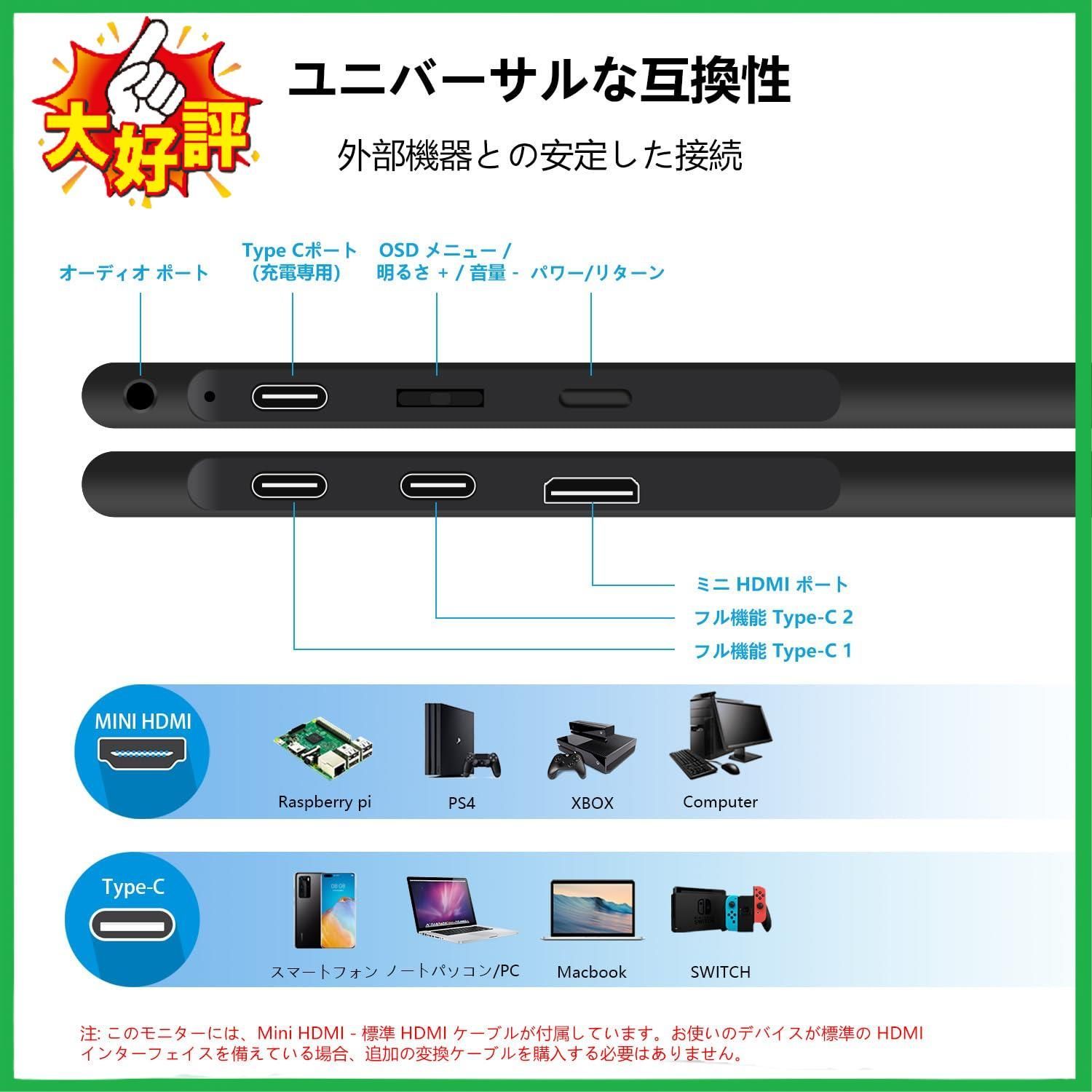 □ZFTVNIE モバイルモニター タッチパネル 15.6インチ LCDモニター