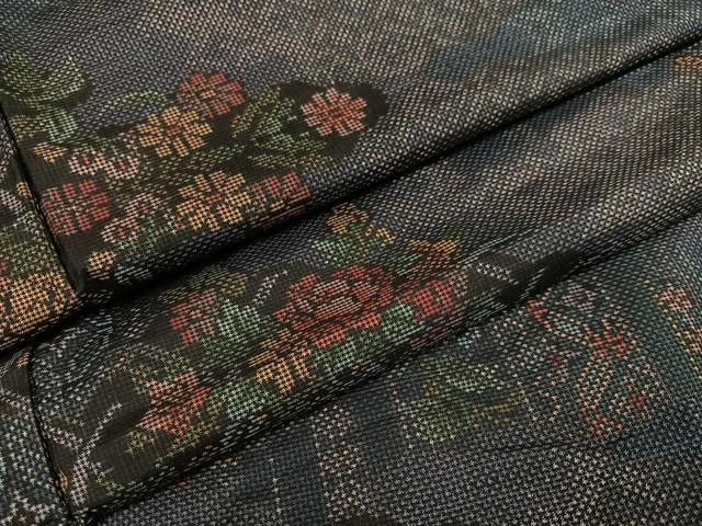 平和屋着物○本場大島紬 一元絣 草花文 正絹 逸品 未使用 AAAZ1774ph