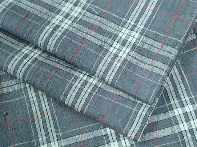 平和屋着物●上質な紬 格子柄 正絹 CAAW8314yc