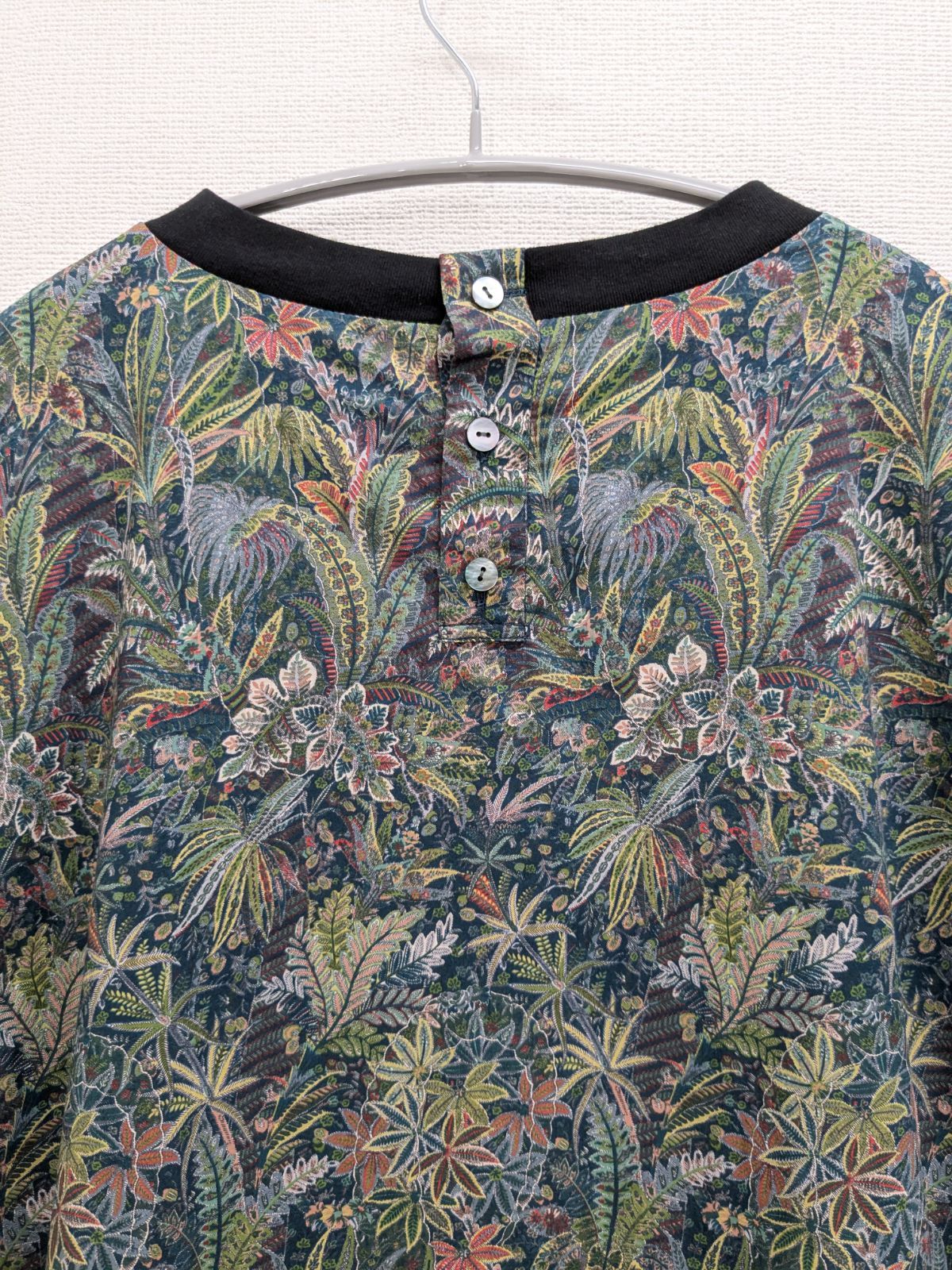 リバティプリントリブ付きブラウス