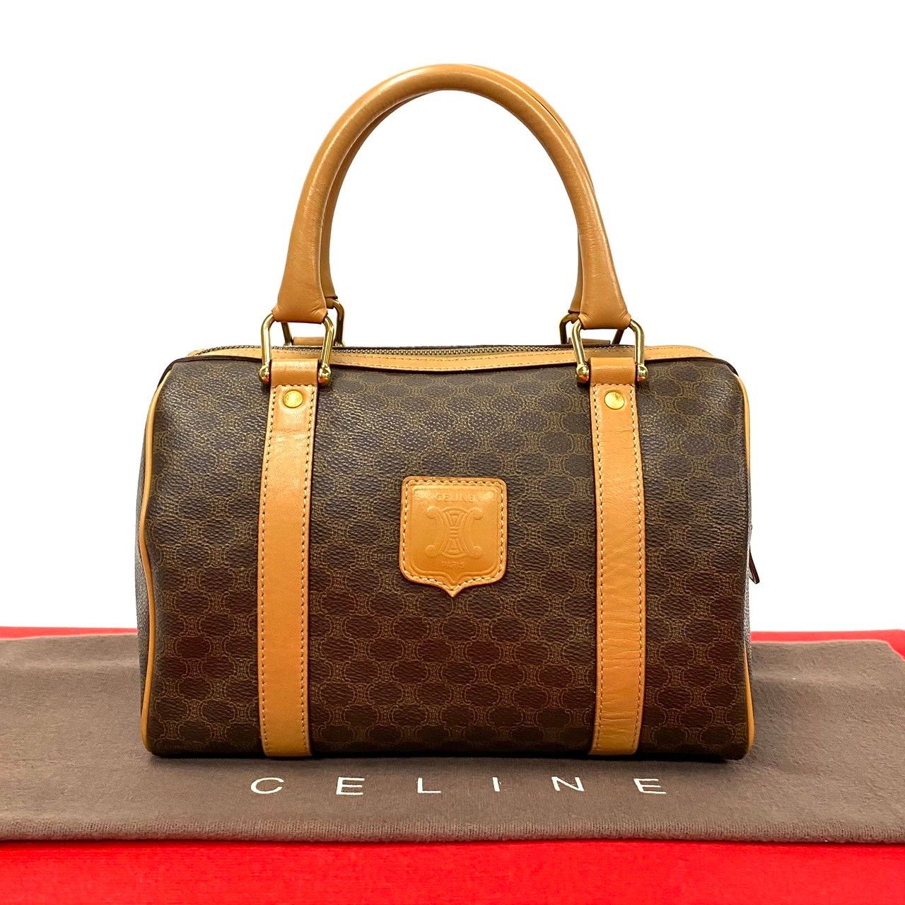 極美品 CELINE セリーヌ マカダム ブラゾン ロゴ 柄 レザー PVC