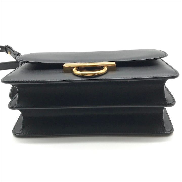 Ferragamo フェラガモ ガンチーニ ジョアン ゴールド 金具 レザー ショルダー バッグ ブラック ブランド カバン 鞄 Bag a10298 DECORATOM_COM_BR