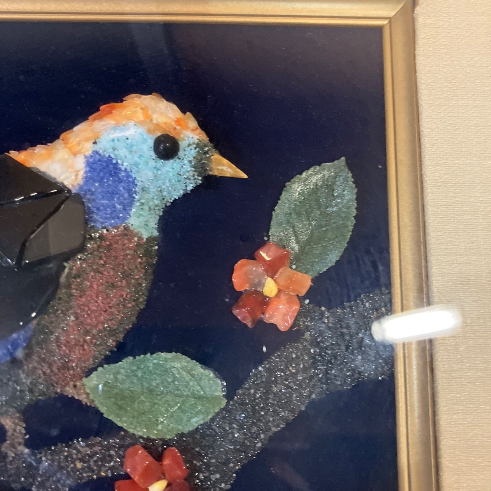 【アンティーク】額装 額縁 宝石画 原石 鑑賞石 花瓶 花 絵画 ストーンアート アンティーク】額装 額縁 宝石画 原石 鑑賞石 花瓶 花 絵画