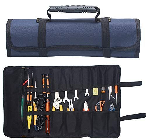 青 NITONAMI ツールロールバッグ ツールケース 工具袋 レンチロールポッチ 工具差し入れ ストッパー付き 高耐久 収納ポケット【1年安心保障付き】