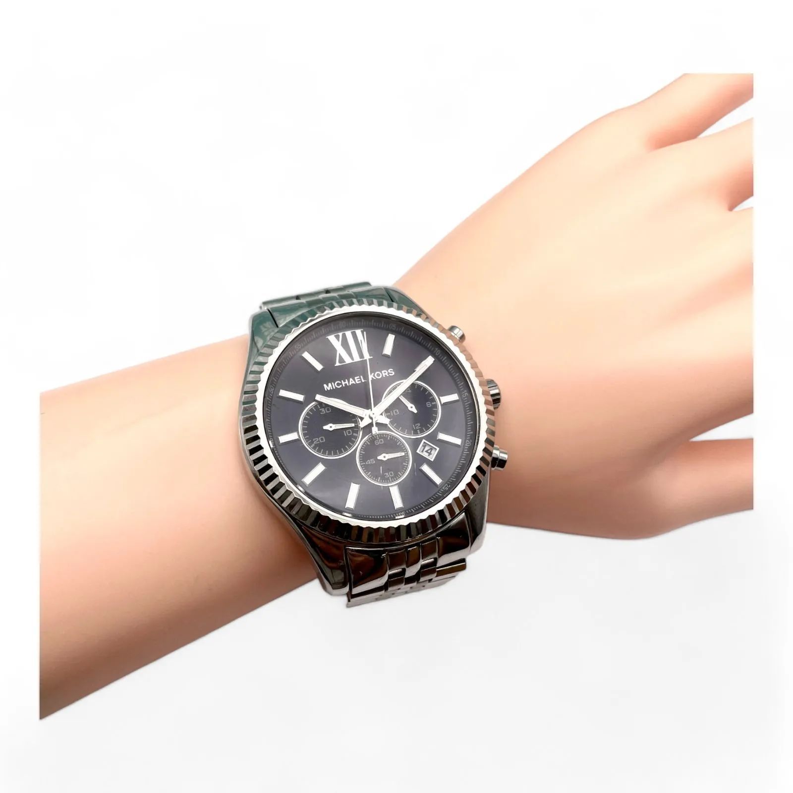 美品□稼働 マイケルコース MICHAEL KORS メンズ クロノグラフ 腕時計  