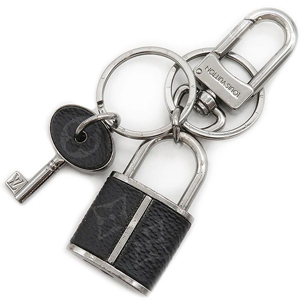 ルイヴィトン LOUIS VUITTON キーホルダー ポルトクレ パドロックu0026キー メタル モノグラムエクリプスキャンバス モノグラムエクリプス シルバー金具 キーリング バッグチャーム  M61951 DI0147 