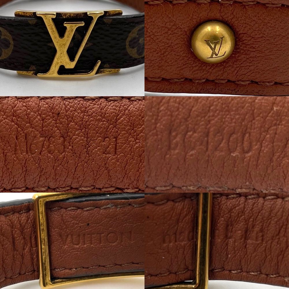 ルイヴィトン ブレスレット メンズ モノグラム ブラスレ LV カット アウト バングル アクセサリー LOUIS VUITTON M6783  ブラウン 茶 人気 美品【中古品】