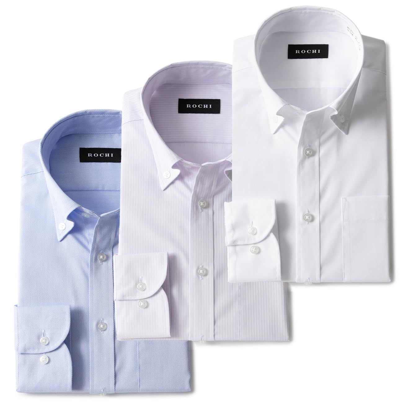 在庫わずか 形態安定 抗菌防臭加工 綿高混率 立体縫製 ビジネス シャツ3点セット メンズ 長袖 アオキ