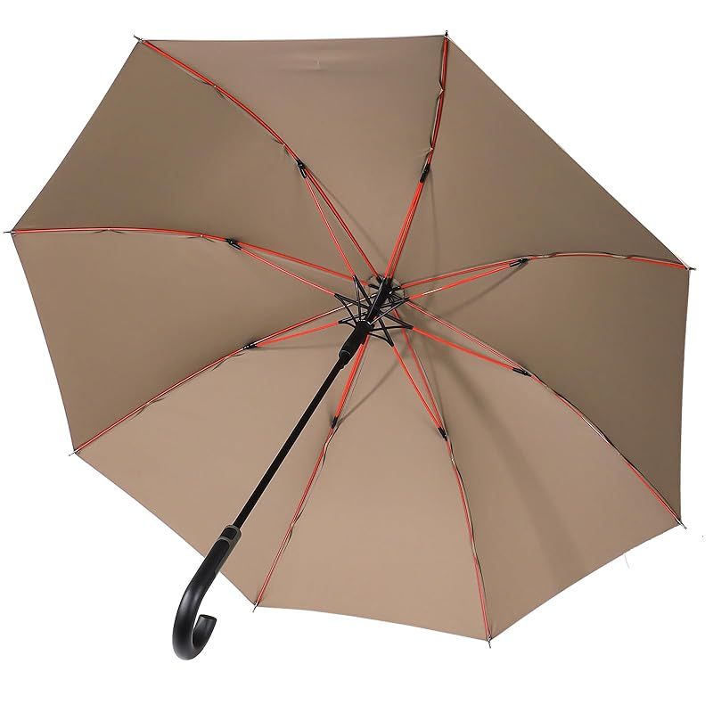 Zruier 傘 メンズ レディース 長傘 超軽量●豪雨台風対応 超撥水 耐風 230T高強度グラスファイバー Teflon加工 丈夫 日傘 大きい 直径110cm 紳士長傘 晴雨兼用 収納ポーチ付き カーキ 1
