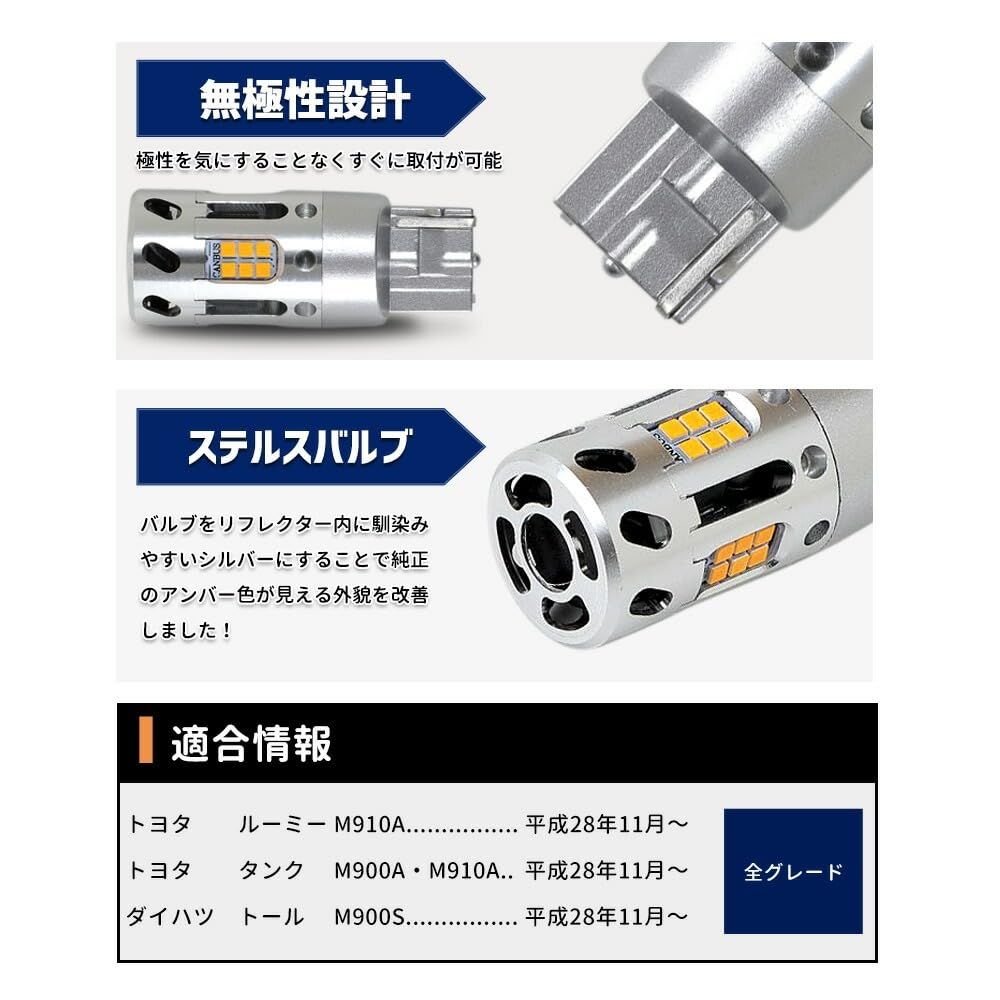 CORSA ルーミー タンク トール ROOMY TANK ウィンカー T20 ハイフラ防止機能搭載 車検対応 LED LEDウインカー 2400LM 冷却ファン付 カスタム パーツ ドレスアップ TOYOTA DAIHATSU トヨタ ダ
