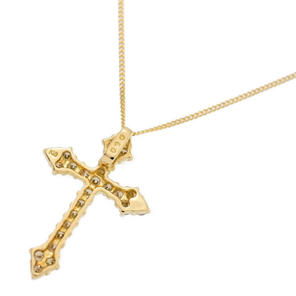 0.5ct/クロスモチーフ ダイヤモンド ネックレス・ペンダント/K18YG/750  