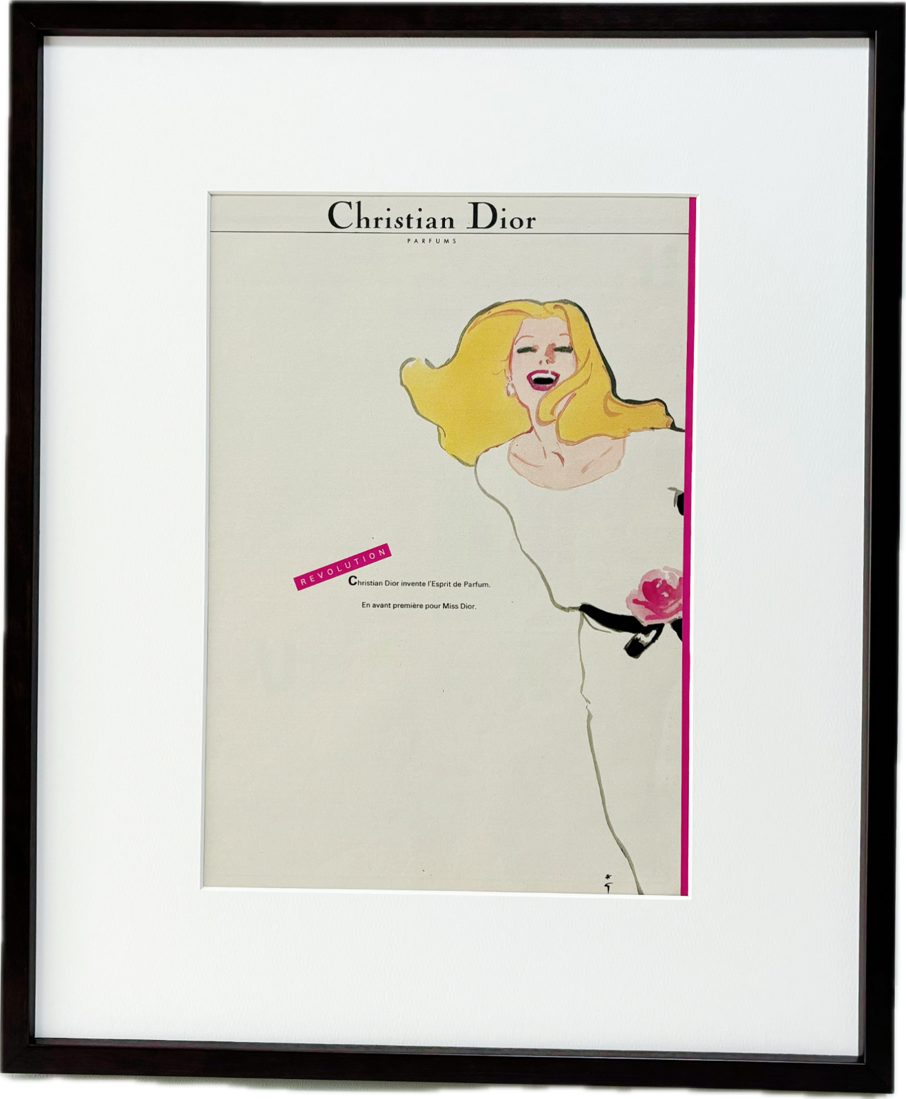 ＜1982 広告＞Christian Dior Rene Gruau ディオール ルネ・グリュオ ポスター ヴィンテージ アートポスター フレーム付き 額縁 インテリア モダン おしゃれ かわいい 壁掛け ポップ  レトロ