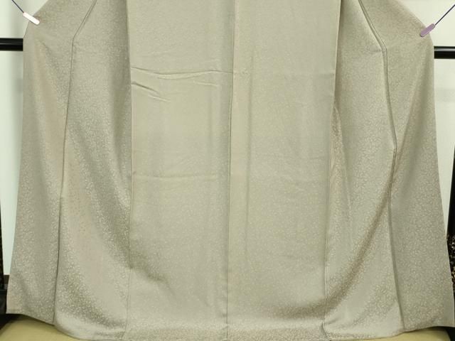 平和屋着物□極上 色無地 ロング丈 幸運宝珠 南天地紋 枯野色 反端付き