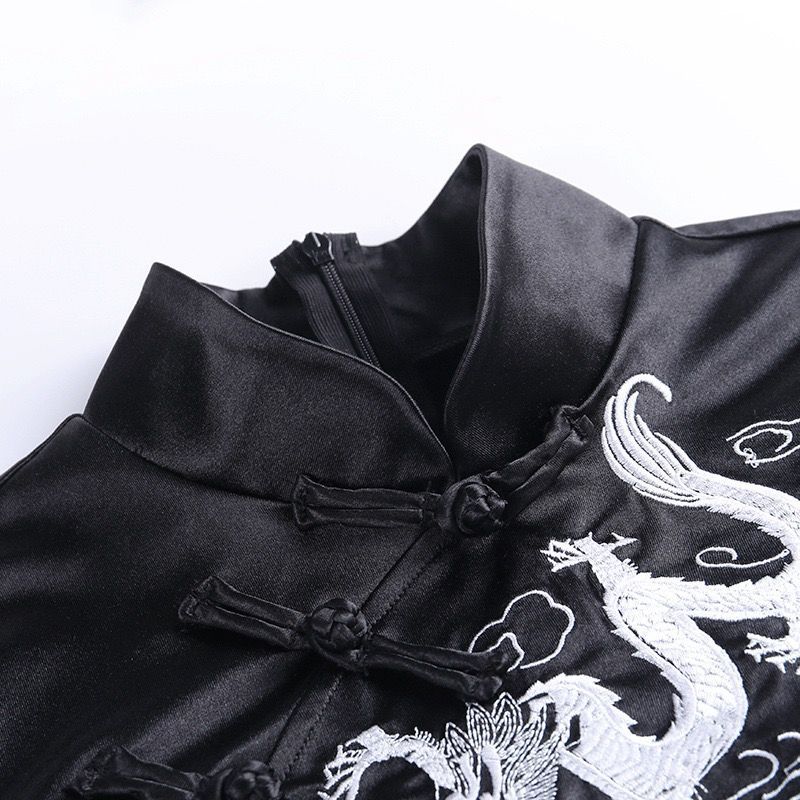 ★高品質 龍柄刺繍 黒チャイナドレス【3102】 ☆高品質 龍柄刺繍 黒チャイナドレス【3102】 - メルカリ