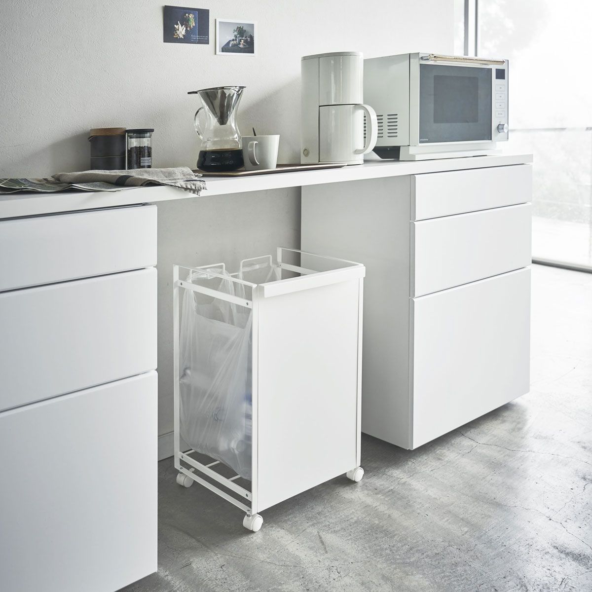 山崎実業 tower タワー 目隠し分別ダストワゴン 2分別 ホワイト SPORTUS 沖縄発送不可