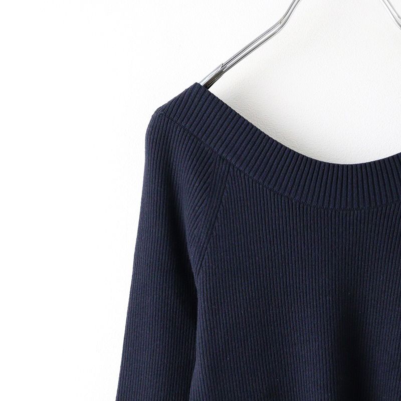 美品 アルアバイル allureville デコルテネックプルオーバー 2/ホワイト リブニット Vネック フレアスリーブ【2400014092547】 美品 アルアバイル allureville デコルテネックプルオーバー 2
